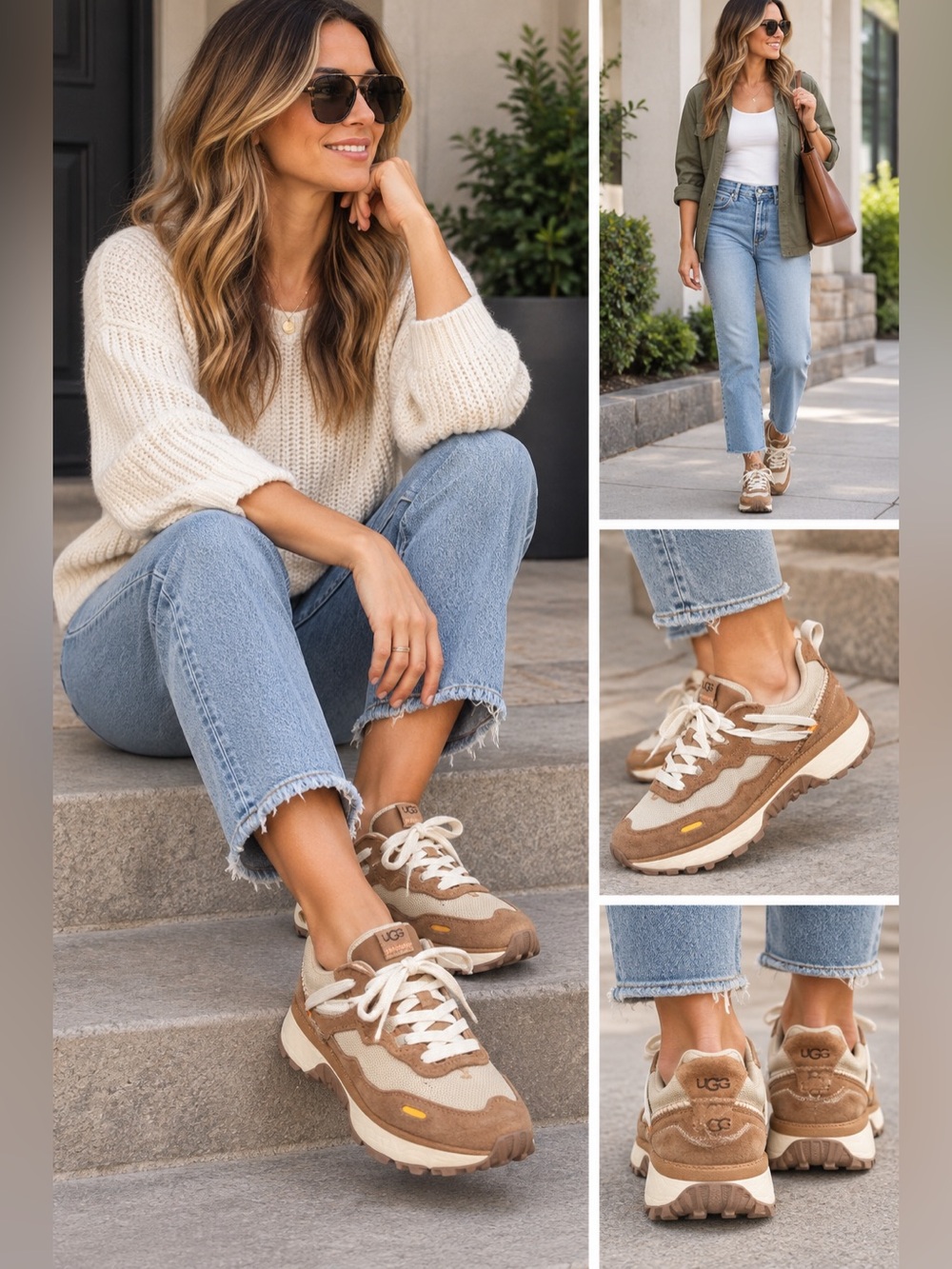 UGG Retrofi Low Chestnut Beige Yellow Sneakers Women's Size 9.5